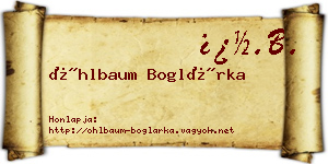 Öhlbaum Boglárka névjegykártya